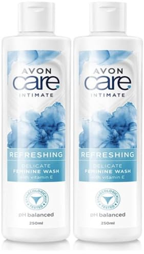 Pack of 2 Avon Care Intimate Refreshing Delicate Feminine Wash – pH balanced with Vitamin E – even suitable for sensitive skin 2 x 250ml.