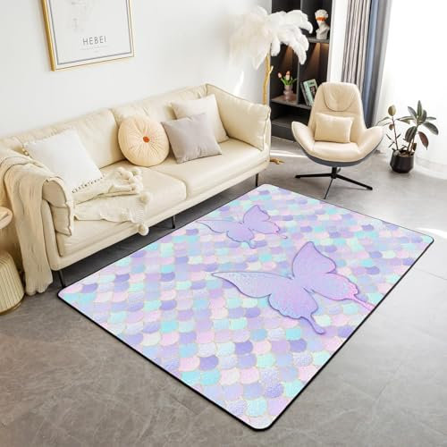 Teppich Kinderteppich Wohnzimmerteppich Schlafzimmerteppich 3D-Gedruckter Superweicher Flanellteppich Tierischer Schmetterling 80 X 120 cm - Schmutzabweisend - Leicht Zu Reinigen -3065927948922