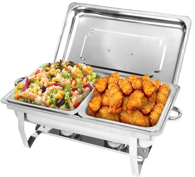 EVGTTI Chafing Dish Profi Set, 2 x GN 1/2 | Wärmebehälter für Catering, Mit halbgroßen Lebensmittelbehältern, Für Buffet und Hochzeitsfeste, 1 Stück