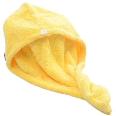 UYFRD Haartrocknungshut für Damen, schnell trocknend, Badehut, Mikrofaser, feste Handtuchkappe, super Absorption, Turban, Haartrockenkappe, Gelb, 2 Stück