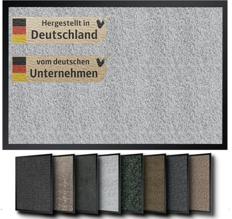 EMPA® Hochwertige Fußmatte, Made in Germany, Hellgrau, 60 x 80 cm, für Innen & Außen, robust - waschbar - umweltfreundlich, flach & wasserdicht