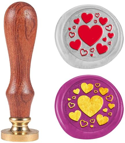 DELORIGIN Siegelstempel Aus Wachs Mit Vielen Herzen 1 abnehmbarer Siegelstempel Mit Messingkopf Und Holzgriff Für Grußkarten Hochzeiten Valentinstag Briefumschläge Weinverpackungen