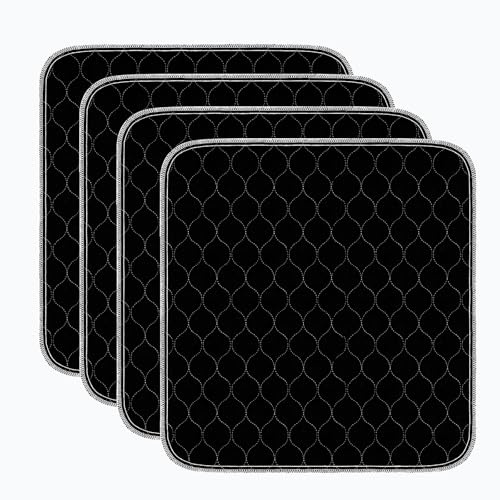 RIQINXIN Alèse Lavable pour Incontinence - Protection imperméable réutilisable pour canapé ou lit - Coussin étanche Contre Les fuites urinaires Noir, 54x56cm (Pack of 4)