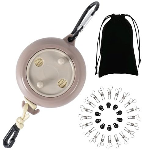 Fine jade2 Tendedera Retractil 10m Tendedero de Nailon de 10M con Clips y Clips para Baño, Lavandería, Balcón, Jardín o Viajes al Aire Libre