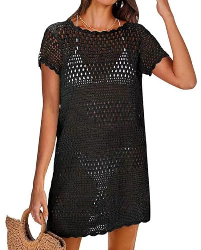 Hanaoops Cache Maillot de Bain Femme Robe de Plage Crochet Été Sarongs Couvrir Bikini Cover Up Bohème Beachwear pour Vacances, Piscine, Bord de Mer et Fête