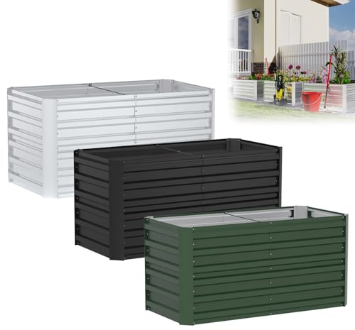 ACXIN Jardinera galvanizada para exteriores, 300 x 120 x 58 cm, rectangular, jardinera de 2160 L, jardinera de hierbas, huertos o bancal de plantas para jardín y terraza, para el cultivo de verduras