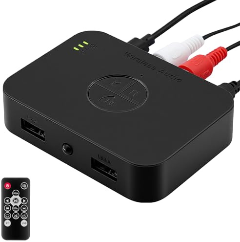 Bluetooth 6.0 Adapter Stereoanlage，Aux Bluetooth Audio Empfänger kompatibel mit Lautsprecher, Verstärker und Autoradio AVRC/A2DP/HFP