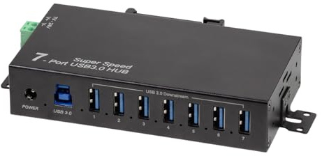 LogiLink 7-Port Hub (USB 3.0) inkl. Netzteil, Industrieausführung, 5 Gbit/s, 10 W, mit Überstrom, Überspannung und Kurzschlussschutz