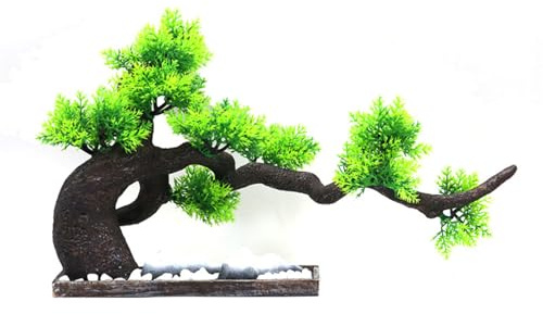 PANGBOER Albero in resina realistica per acquari, pianta artificiale, paesaggio, pino, aspetto naturale, decorazione sicura per acquari e pesci Habita