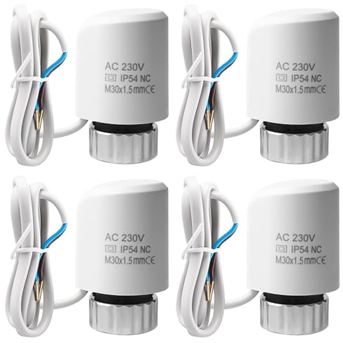 4 x Stellantrieb Fussbodenheizung 230v M30x1,5 (Stromlos Geschlossen) Stellmotor Fussbodenheizung Fußbodenheizung Ventil für Fußbodenheizung Heizkörper