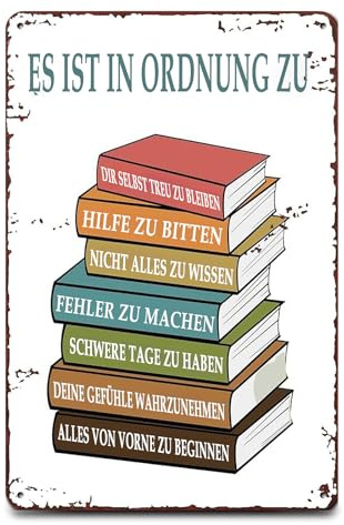 Vintage Blechschild, Metallschilder mit Sprüchen, Büro Deko Blechschilder inkl. vorgebohrten Löchern, Farbige Motivation Poster für Wanddekoration Wohnzimmer, Klassenzimmer Schlafzimmer 30×20 cm