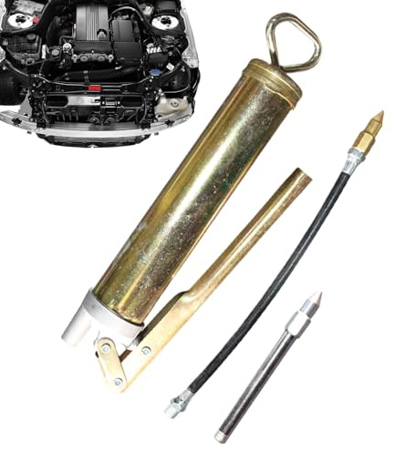 Generisch Herramienta de llenado de grasa manual con manguera flexible – Aplicador de lubricante de alta presión de 400 cc | Prensa de engrase portátil para taller, industria y mantenimiento de