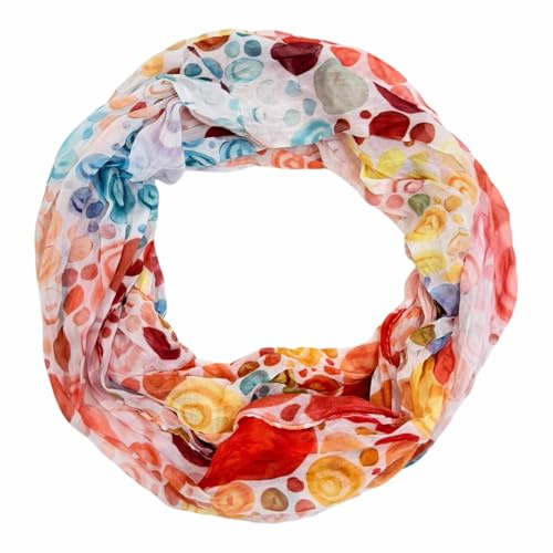 Jeamis Kreis Loop Seide Farbverlauf Frühling Rundschal Rainbow Unisex Sommer Leicht Schal Stola Dots