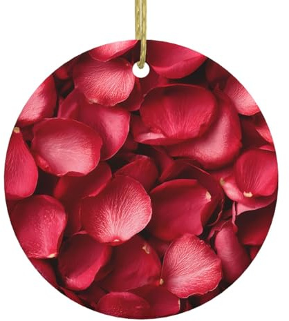 WHJSSF Decoración circular de cerámica con pétalos de rosa dispersos para decoración de interiores, regalo de 2.9 pulgadas