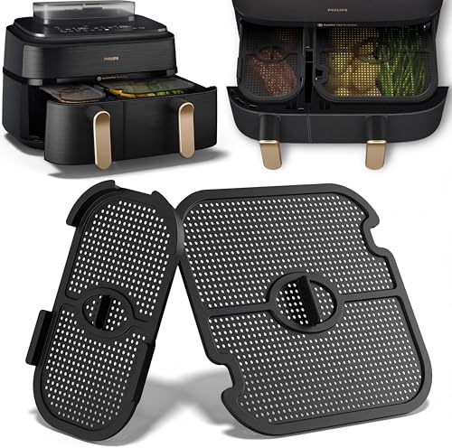 Spritzschutz Zubehör für Philips Dual Basket Airfryer 3000-5000 serie 9L | 2 Stück Silikon Heißluftfritteuse Zubehör Wiederverwendbar Fettspritzschutz für Philips Airfryer NA350/NA550 9L(3L/6L)
