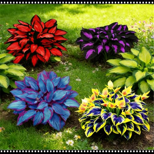 Hosta blu notte resistente - Adatta sia per uso interno che esterno - Abbellisce gli angoli ombrosi - Scelta migliore in primavera e autunno-4 PIECE-E