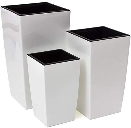 Prosperplast Beautiful set of 3 White COUBI TOWER flowerpots M+L+XL