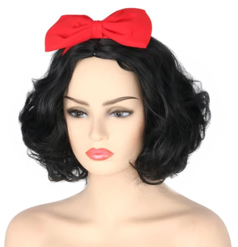 Topcosplay Cosplay Perücke für Kinder und Erwachsene Perücke Prinzessin Kurze Schwarz für Halloween Party Karneval
