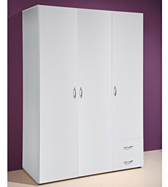 möbelando Kleiderschrank Schrank Schlafzimmerschrank Drehtürenschrank Hamina II Weiß