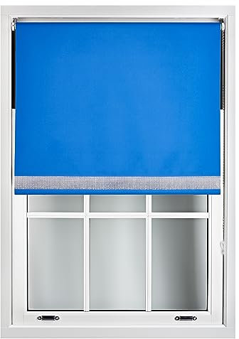 FURNISHED Verdunkelungsrollos mit Diamante-Kante – Verdunkelungsrollo mit Thermischer Stoffisolierung und Dekorativem Diamante-Glitzerbesatz, Blau Bis zu 120W x 210L cm