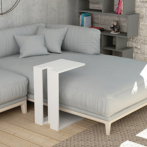 Hocuspicus C Table für Wohnzimmer| kompakter Coffee Table als Side End Table mit Zwei Ebenen| platzsparendes Design für Sofa und Relaxsessel| einfache Montage| 40 x 30 x 57 cm (Weiß)