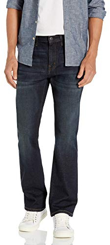 Amazon Essentials Men's Bootcut-jeans smal passform, Mörkt denimfärgad, 29W / 32L