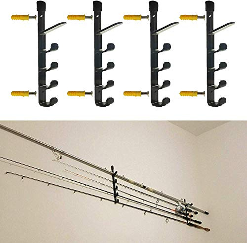 AUXPhome Perfektes Angelruten-Rack - Horizontale 10 Angelruten Lagerung Rack Halter Wandhalterung für bis zu 10 Angelruten W Schrauben - Keine Angelrute