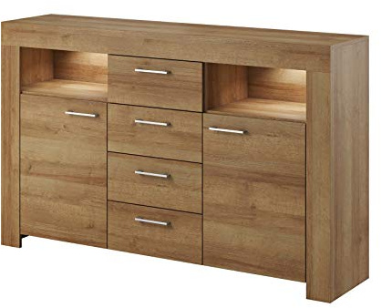Kommode Sideboard Sky mit LED Beleuchtung (Riviera Eiche)