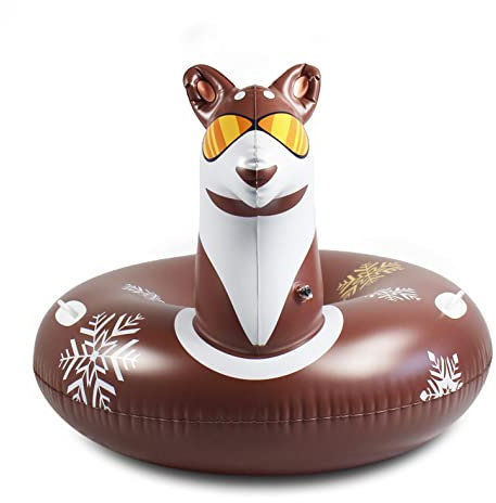 zhandouji Aufblasbare Snow Tube Schlitten für Kinder und Erwachsene,Lustig Reindeer Aufblasbare Schlitten Verdicken Frostschutz Schneereifen Rutschreifen PVC Robuster Snowtube Reifen Rodel