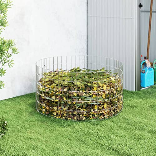 Gartenkomposter Ø100x50 cm, Kompostbehälter, Verzinkter Stahl, for Gartenabfälle und Kompostierung