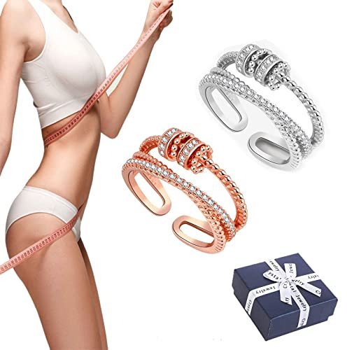 Jansio Threanic Triple-Spin Ring, Jansio Threanic Triple-Spin Ring Weight Loss, Vikanda Thermogenic Moissanite Spinner Ring, Feelief Zirconica Triple Fidget Ring (Rose Gold+Silver)