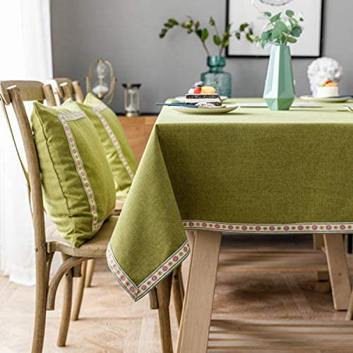 XQSSB Tischdekoration Eckig Wasserdicht Tischtuch Cotton Thick Tischwäsche Pflegeleicht Garten Zimmer Tischdekoration Green 110 × 110cm