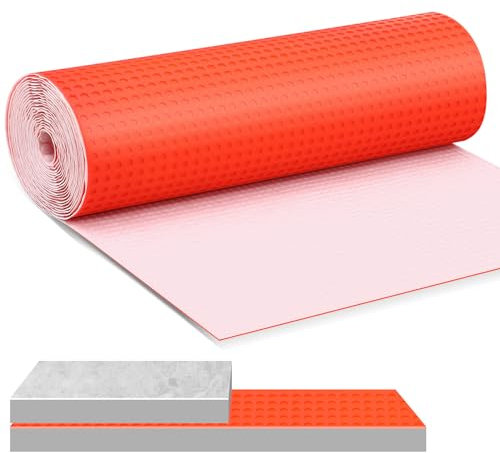 Drydiet Membrana de desacoplamiento de 54 pies cuadrados para azulejos de 3 mm de grosor, membrana impermeabilizante, prevención de grietas, suelo antifractura, para baño, ducha, cocina, sótano