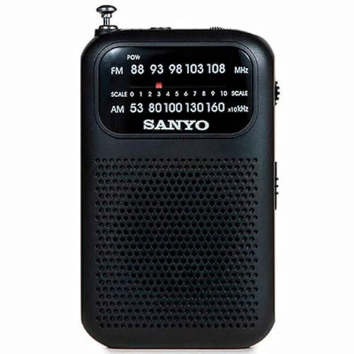 SANYO KS112N Radio Analógica de Bolsillo Am/FM. Altavoz. Color Negro