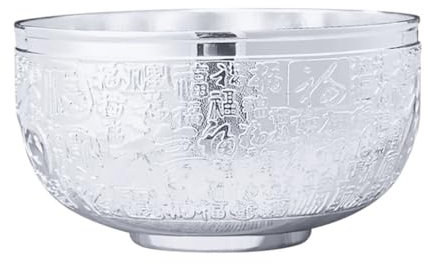 Didiseaon Silver Carved Alloy Bowl Decorative Tableware Multi-Function Dining Bowl for Home Restaurant Party Festival Key Holder