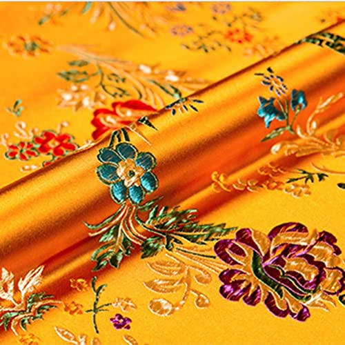 Künstlicher Seidenstoff Vintage Brokat Damast Chinesische Begonie Blume Für DIY Handwerk Patchwork Nähen Kostüm Wrap Tuch Tischdecke Polster 75X50cm (11 Orange)