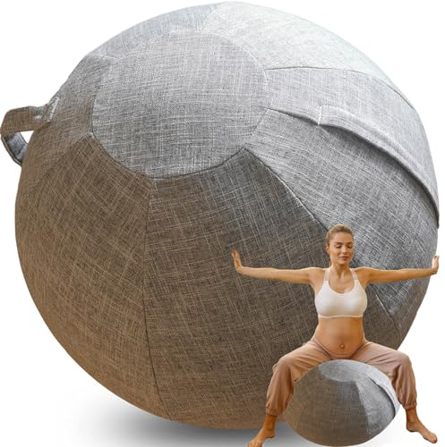 WTZHHK Palla per Il Pilates Copertina Sedia da Ufficio Sedie a Palla per Esercizi Fitball Gravidanza Elegante e Funzionale【Nessuna Pallina Inclusa】 (Color : Gray, Size : 55CM)
