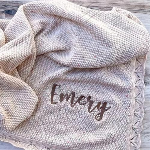 Personalisierte Babydecke Mit Namen，personalisierte Strickdecke Baby，personalisierte Babygeschenk，babydecke Baumwolle (Grey,NO name)