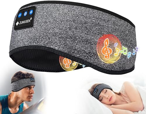 ZUMUSEN SchlafKopfhörer Stirnband Bluetooth 5.4,Kabellos 15+ Stunden Wiedergabe Sleep Headphones Kopfhörer Schlafen für Männer und Frauen,Stirnband Kopfhörer mit Mikrofonen für Training,Joggen,Yoga