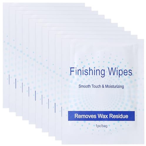 Lingettes pour Enlever la Cire, 50 Pièces, Non Tissées | Sachets Individuels, Format Portable, pour Voyage et Instituts de Beauté, Glycérine pour Peau