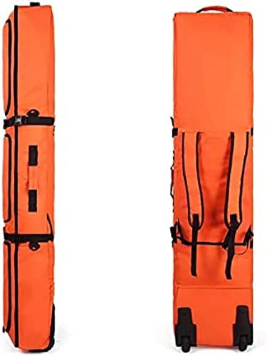 Snowboard-Tasche mit Mute-Rad – wasserdichter Rollski-Rucksack – Aufbewahrung und Transport von Snowboards bis zu 160 cm – Einzel- und Doppelboard, universell, Orange