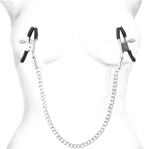 Adjustable Nipple Clips Clamps for Women and Men Adjustable Pressure Breast Clamps Stainless Steel Non-Piercing Nipple Rings Decorative Clip for Pleasure Toys, Clip for Accessories (Silver)