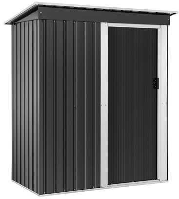 Uniprodo Geräteschuppen 163 x 181 x 89 cm große Tür verzinkter Stahl Lüftungslöcher Gartenschrank Gartenschuppen Gartenschrank wetterfest Geräteschrank