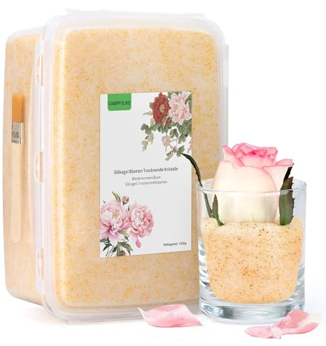 1.0 KG Kieselgelblüten Silica Gel Blumen Trocknen Trockenmittel Silikat Trockenmittel Kieselgel zum Trocknen von Blumen Silica Gel Regenerierbar mit Pinsel und Notenpapier