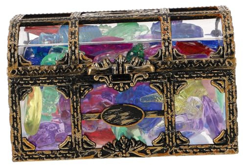 COSMEVIVI Piraten Schatzkiste Edelstein Spielzeug Für Junge Mädchen Acryl Juwelen Schmuck Spielset Party Dekoration Schatzsuche Spiel Requisiten Halloween Karneval