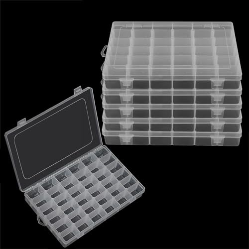 NAMYEUT 6 Stück 36 Fächer Aufbewahrungsbox, Einstellbar Fächer Aufbewahrungsbox Perlen Organizer Box, Klar Sortierboxen Sortimentsboxen für Kleinteile Schmuck Ohrringe Perlen