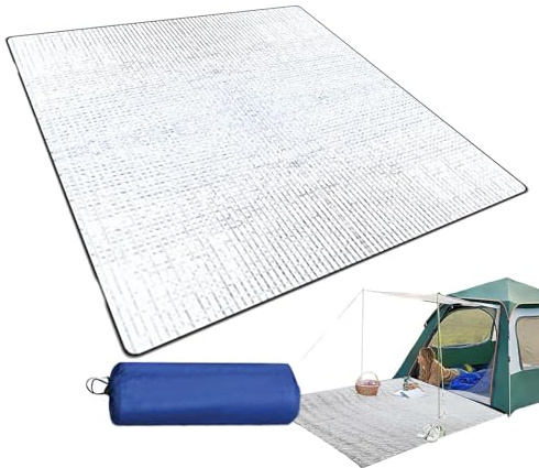 200 * 200CM Isoliermatte Aus Aluminiumfolie, Wärmeisolierend wasserdichte Isolierdecke, Ultraleicht Doppelseitige Alu Isomatte, Faltbare Zeltmatte Schlafmatte, Für Outdoor, Picknick, Camping