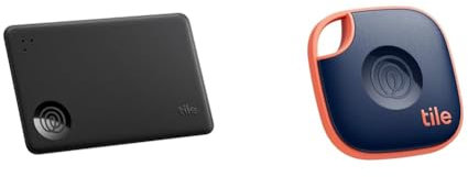 Tile by Life360 Slim (2024) - Wallet Finder, Bluetooth Tracker and Item Locator for Luggage Tags, Passports and Keys Finder Bundle, Black + Orange