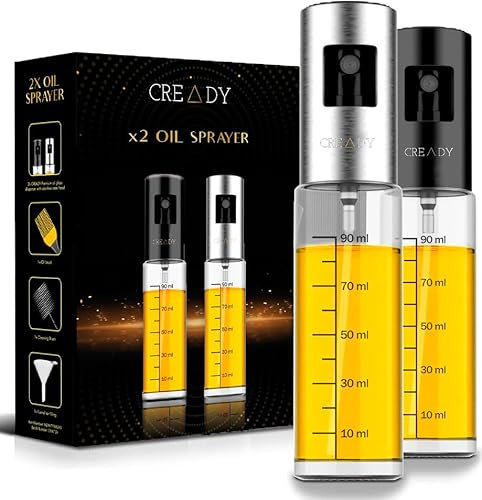 CREADY Spray Aceite Cocina Acero Inoxidable 100ml Pack de 2 | Dispensador Aceite Spray | Pulverizador Aceite Spray Freidora Aire