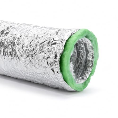 Whisper Flexibler Abluftschlauch Ø 200mm Länge 6m - Alu Flexrohr Thermisch und Akustisch isolierter - Lüftungsschlauch für Heizung, Kühlung, Abluftventilator, Rohrventilator, Kûche und Badezimmer